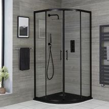 Hudson Reed Nox - Cabine de Douche Quart de Cercle 90cm x 90cm - Noir