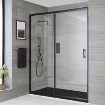 Nox - Porte de Douche Coulissante avec Receveur Effet Texturé Graphite - 160 x 80cm - Noir - Hudson Reed