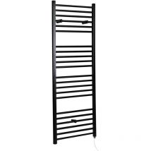 Nox Scaldasalviette Elettrico Piatto di Design Verticale - Termoarredo Bagno a Scaletta Moderno - Acciaio Nero - 800W - 1600 x 500mm - Hudson Reed