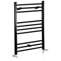 Nox - Sèche-Serviettes Design Mixte Moderne Plat - Noir - 80 cm x 50 cm - Hudson Reed