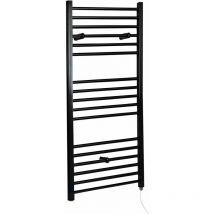 Nox - Sèche-Serviettes Design Électrique Moderne Plat - Noir - 120 cm x 50 cm - Hudson Reed