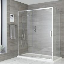 Hudson Reed - Portland - Douche Italienne d'Angle avec Porte Coulissante&44 Receveur de Douche Blanc 140cm x 90cm - Chromé