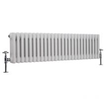 Hudson Reed - Regent Radiatore Termoarredo di Design Orizzontale In Stile Ghisa - Termosifone Con Finitura Bianca - 3 x 26 Colonne - 1051W - 300 x