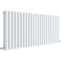 Hudson Reed Revive Double Designer Horizontal Radiator 600mm h x 1398mm w - High Gloss White