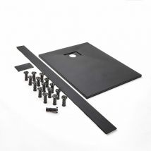 Hudson Reed Rockwell - Duschtasse mit Graphit-Schiefer-Effekt - Schiefergrau - 1000 x 800 mm - Mit Nischen-Erhöhungsset