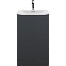 Hudson Reed Urban Floor Standing 2-Door Vanity Unit with Basin-4 500mm Wide - Satin Anthracite