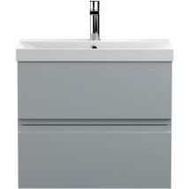 Hudson Reed Urban Wall Hung 2-Drawer Vanity Unit with Basin 3 Satin Grey - 600mm Wide
