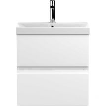 Hudson Reed Urban Wall Hung 2-Drawer Vanity Unit with Basin 3 Satin White - 500mm Wide