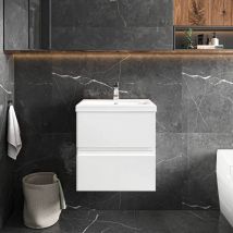 Hudson Reed - Urban Wall Hung 2-Drawer Vanity Unit with Basin 4 Satin White - 500mm Wide