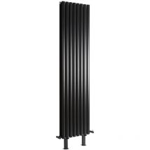 Vitality - Radiateur Vertical sur Pieds Noir à Double Cœur de Chauffe - 160cm x 47.2cm - Hudson Reed