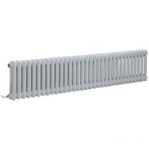 Hudson Reed Windsor - Radiateur Électrique Style Fonte Rétro Horizontal Double Rang avec Écran Tactile - Blanc - 30 cm x 150.5 cm