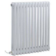 Windsor - Radiateur Électrique Style Fonte Rétro Horizontal Double Rang avec Thermostat Wi-Fi - Blanc - 60 cm x 60.5 cm - Hudson Reed