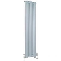 Windsor - Radiateur Mixte Style Fonte Rétro Vertical Double Rang avec Thermostat Wi-Fi et Robinets Thermostatiques d'Angle en Laiton - Blanc - 150 cm