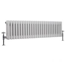 Windsor - Radiateur Rétro Horizontal Blanc à Colonnes - 30cm x 119cm - Hudson Reed