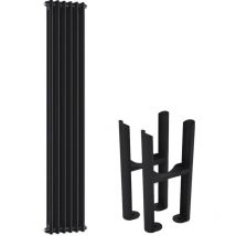 Windsor - Radiateur Rétro Vertical Double Rang - Noir - 180cm x 29.3cm - Hudson Reed