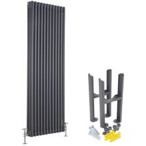 Windsor - Radiateur Rétro Vertical Triple Rang - Anthracite - 180cm x 56.4cm - Hudson Reed