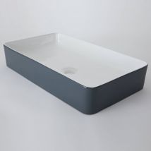 Hudson Reed Witton Lavabo Bagno da Appoggio Rettangolare - Ceramica Grigia e Bianca - Design Moderno Sorapiano - 610 x 350 x 110mm