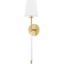 Hobart 1 Light Wall Sconce Aged Brass with White Shade - Hudson Valley