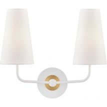 Hudson Valley - Merri 2 Light Wall Sconce White with Off White Shade