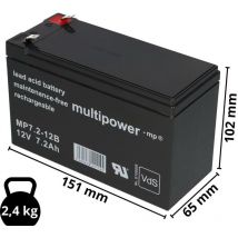 Multipower Blei-Akku MP7,2-12B Pb 12V / 7,2Ah VdS G109009, Faston 6,3