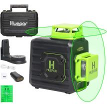 Huepar - 2 x 360 Kreuzlinienlaser Grüner Selbstnivellierenden Laser Level, Zwei 360°-Laserlinie, Li-Ionen-Akku mit Ladeanschluss Typ c,