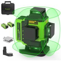 Huepar - 4x360 Laser Level Self-leveling 16 Lines Green Beam 4D Cross Line Tiling Floor Laser Tool-2 x 360 Horizontal & 2 x 360 Vertical Laser Lines