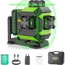 703CG - Livella laser a linee incrociate autolivellante 3D Osram Green Beam a 12 linee con custodia rigida per il trasporto - Huepar
