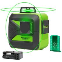Huepar - 602CG Niveau Laser Croix Vert, 2 x 360 Laser Level Auto-nivellement Commutable Laser Lignes de 360 degrés avec Fonction d'impulsion,