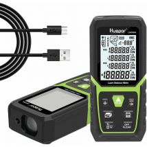 Huepar - Télémètre Laser 100m de Haute Précision avec Batterie Li-Ion et Capteur D'angle Électronique, Écran lcd Rétro-Éclairé, Modes de Mesure