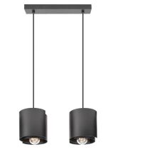 Lámpara colgante Hugo 2 – Metal negro mate – Altura ajustable 25-85 cm – Ancho 41 cm – E27 – Diseño moderno