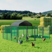 Xl Hühnerstall mit Dach Hühnerhaus 10m2 Hühnerkäfig Hühnergehege Kleintierstall diy Futtertür 4mx3mx1.5m