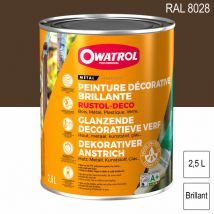 Owatrol - Peinture décorative antirouille Rustol Deco ral 8028 Brun terre brillant 2,5L