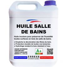 Codève Bois - Huile Salle De Bains - 5 l - Codeve Bois - Pour La Protection Contre L'eau D'un Meuble De Salle De Bain Ou Lavabo.