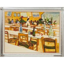 Biscottini - Huile sur toile peinte à la main sur toile avec un cadre en bois en feuille d'argent finition ristorante 140