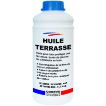 Huile Terrasse - 1 l - Codeve Bois - Pin orégon - Pour La Protection D'un Bord De Piscine, Terrasse Ou Caillebotis En Bois.
