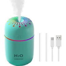 Humidificateur, brume fraîche, mini humidificateur, humidificateur portable, 300 ml, lumières colorées