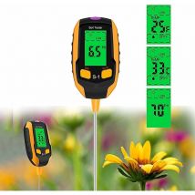 Humidimètre du Sol 4 en 1 - Écran lcd numérique - Température des Plantes/humidité du Sol/pH/intensité de la lumière du Soleil - Testeur de Sol pour