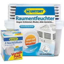 Raumentfeuchter Premium + 3 Nachfüll Tabs a 500 Gramm - Humydry