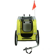 Haloyo - Hundeanhänger Fahrradanhänger Hundetransporter hundebuggy Transportanhänger Hunde Hundefahrradanhänger(gelbgrau)