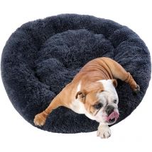 Lycxames - Hundebett, 100 cm, warmes Plüsch-Katzenbett, rutschfest, waschbar, rund, weiches Anti-Stress-Kissenbett für Hunde und Katzen (dunkelgrau)