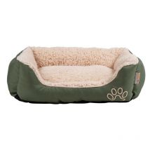 Hundebett Hundekissen Haustierbett Hundekorb Tierbett Hundesofa Olive/Beige 75x60x19 cm