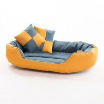 Estexo - Hundebett Hundekissen Hundekorb Haustierbett Matte Hundesofa Katze Gelb/Blaugrau 150x120x25 cm