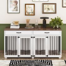 Fufu&gaga - Hundebox xxl, Hundekäfig für Zuhause, Große Hundekiste für den Innenbereich, 164 x 80 x 60 cm, PB-Brett + Bügeleisen,PB-Brett +