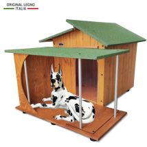 Hundehütte Hundehaus Hundehöhle Hundebox Aus Holz Mod. Alpi mit Veranda Dach made in italy e - Deutsche Dogge mit thermovorhang 121x170xH108