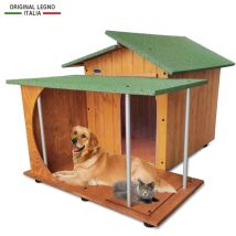 Hundehütte Hundehaus Hundehöhle Hundebox Aus Holz Mod. Alpi mit Veranda Dach made in italy d - Deutscher Schäferhund mit thermovorhang 102x146xH95