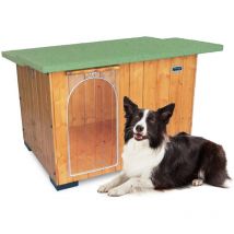 Hundehütte Hundehaus Hundehöhle Hundebox Aus Holz Massiv Wetterfest Echtholz made in italy Mod. Italy c - Setter mit 'thermovorhang' 90x72xH62