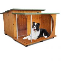 Hundehütte Hundehaus Hundehöhle Hundebox Aus Holz Mod. Italy mit Veranda Dach made in italy c - Setter mit 'thermovorhang' 93x105xH65