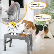 Hundenäpfe Faltbarer,mit 4 Höhenverstellbarer,für Große Mittelgroße Kleine Hunde & Haustiere zu Katzen-grau