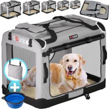 CADOCA Hundetransportbox faltbar Katzentransportbox Transportbox Autobox Hundebox Box versch. Größen Farbwahl L - Grau