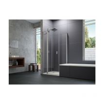 HÜPPE Duschwand – Bewegliche Seitenwand für Schwingtür – ESG 6mm – eloxiertes Aluminium – 15mm verstellbar – 10mm Schwallschutz
